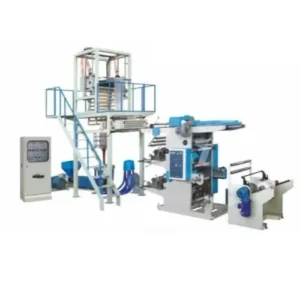 blown film extrusion with 2 colors flexo printing machine in line